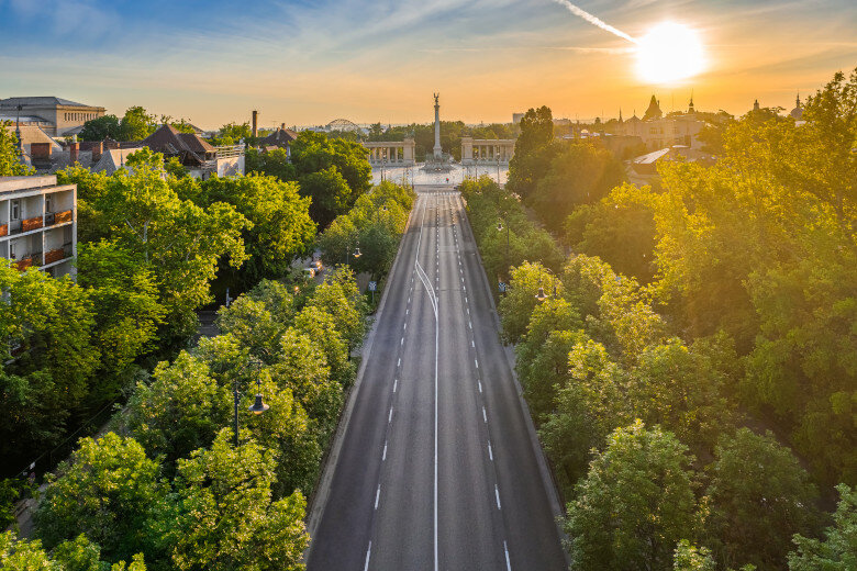 Budapest,,Hungary,-,Aerial,Drone,View,Of,Andrassy,Street,At